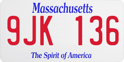 MA license plate 9JK136