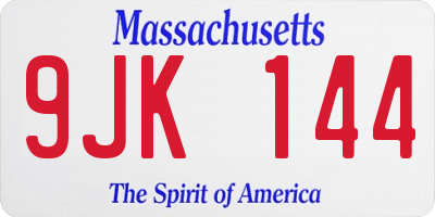 MA license plate 9JK144
