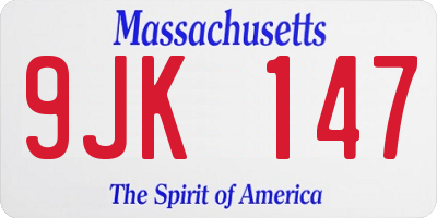 MA license plate 9JK147