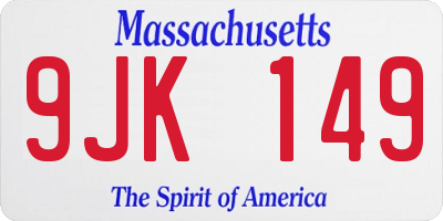 MA license plate 9JK149