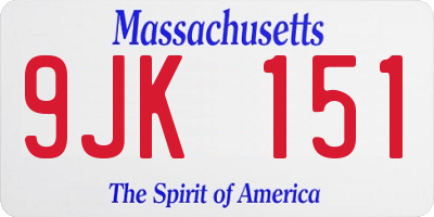 MA license plate 9JK151