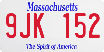 MA license plate 9JK152