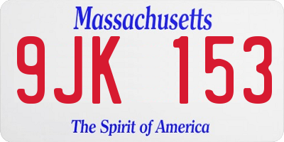 MA license plate 9JK153