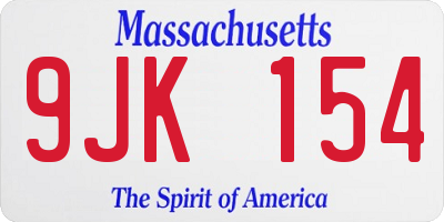 MA license plate 9JK154