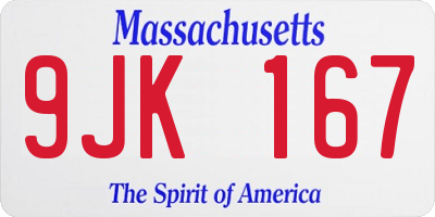 MA license plate 9JK167