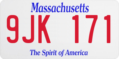MA license plate 9JK171
