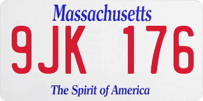 MA license plate 9JK176