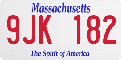 MA license plate 9JK182