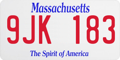 MA license plate 9JK183