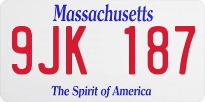 MA license plate 9JK187