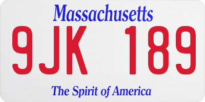 MA license plate 9JK189