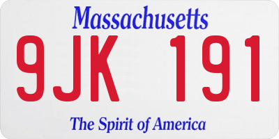 MA license plate 9JK191