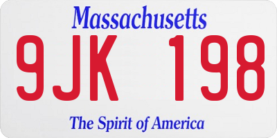 MA license plate 9JK198