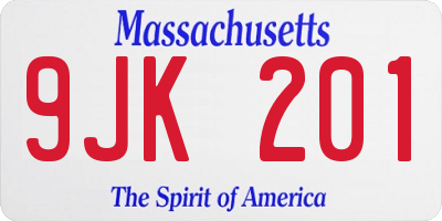 MA license plate 9JK201