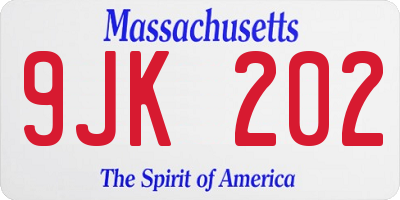 MA license plate 9JK202