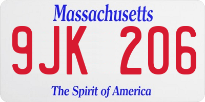 MA license plate 9JK206