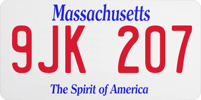 MA license plate 9JK207