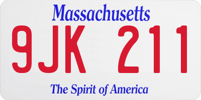 MA license plate 9JK211