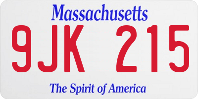 MA license plate 9JK215