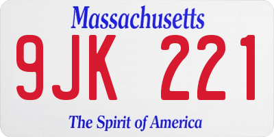 MA license plate 9JK221