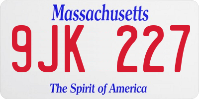 MA license plate 9JK227