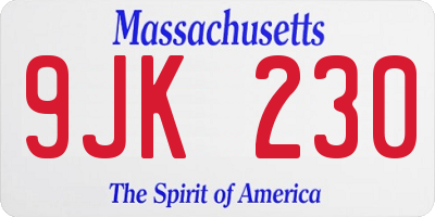 MA license plate 9JK230