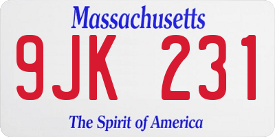 MA license plate 9JK231