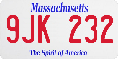 MA license plate 9JK232