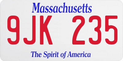 MA license plate 9JK235