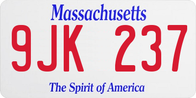 MA license plate 9JK237