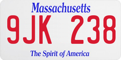 MA license plate 9JK238