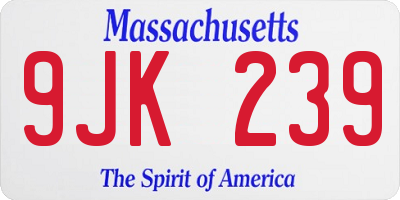 MA license plate 9JK239