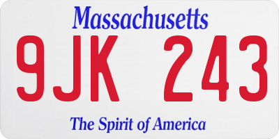 MA license plate 9JK243