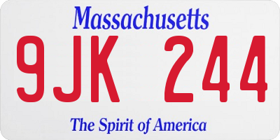 MA license plate 9JK244