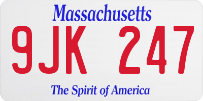 MA license plate 9JK247