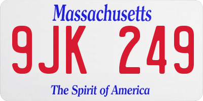 MA license plate 9JK249