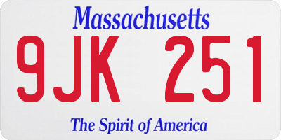 MA license plate 9JK251