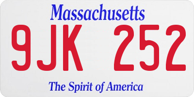 MA license plate 9JK252
