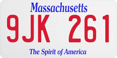 MA license plate 9JK261