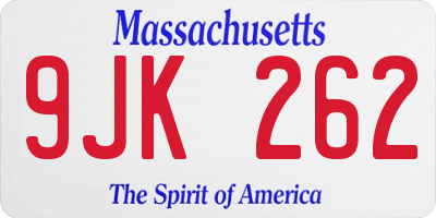 MA license plate 9JK262