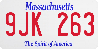 MA license plate 9JK263