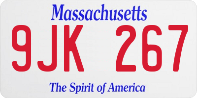 MA license plate 9JK267