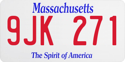 MA license plate 9JK271