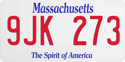 MA license plate 9JK273