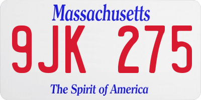 MA license plate 9JK275