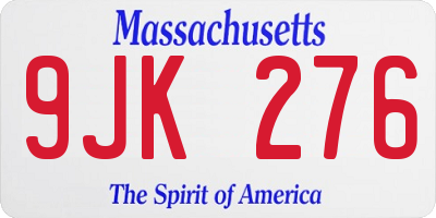MA license plate 9JK276