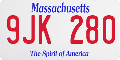 MA license plate 9JK280