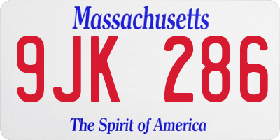 MA license plate 9JK286