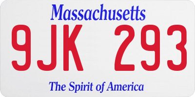 MA license plate 9JK293