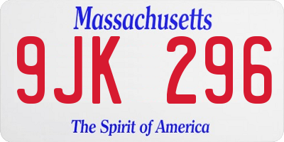 MA license plate 9JK296